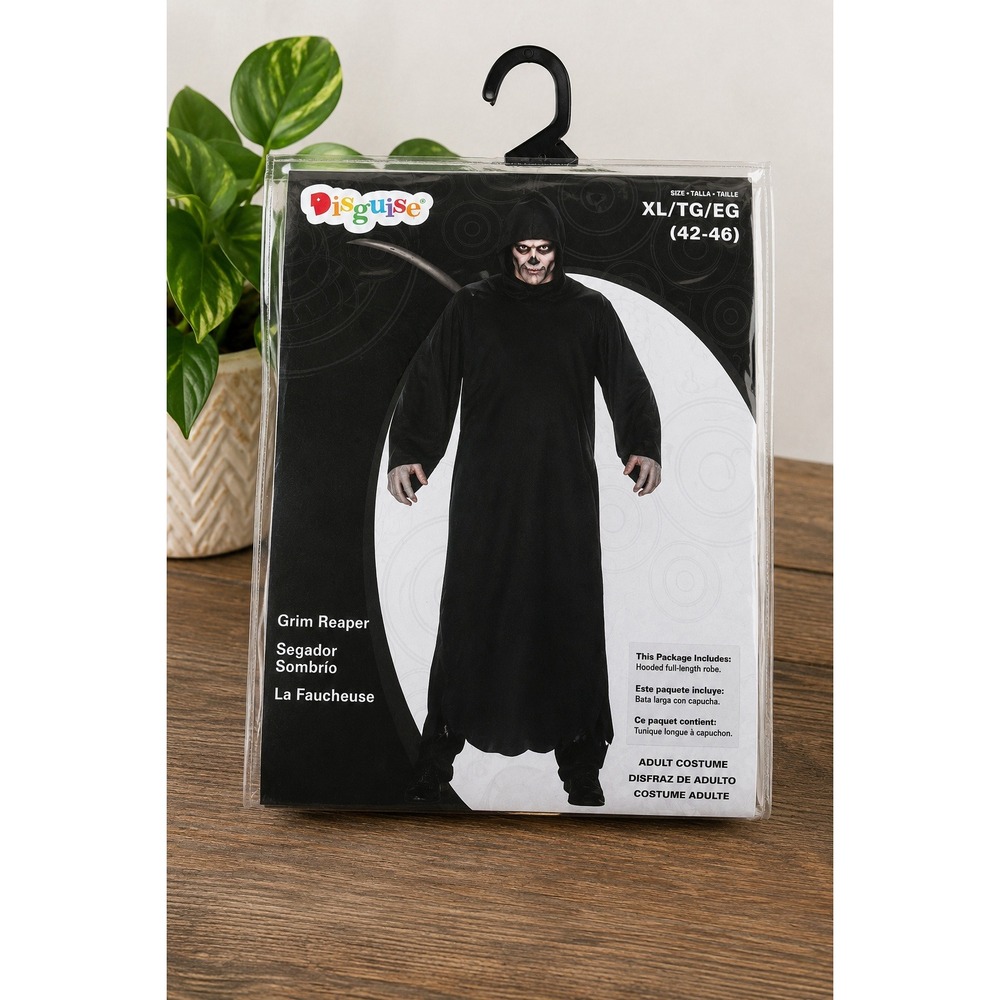 Disguise Adult Grim Reaper Costume XL Hooded Robe Halloween Goth Grunge Cosplay